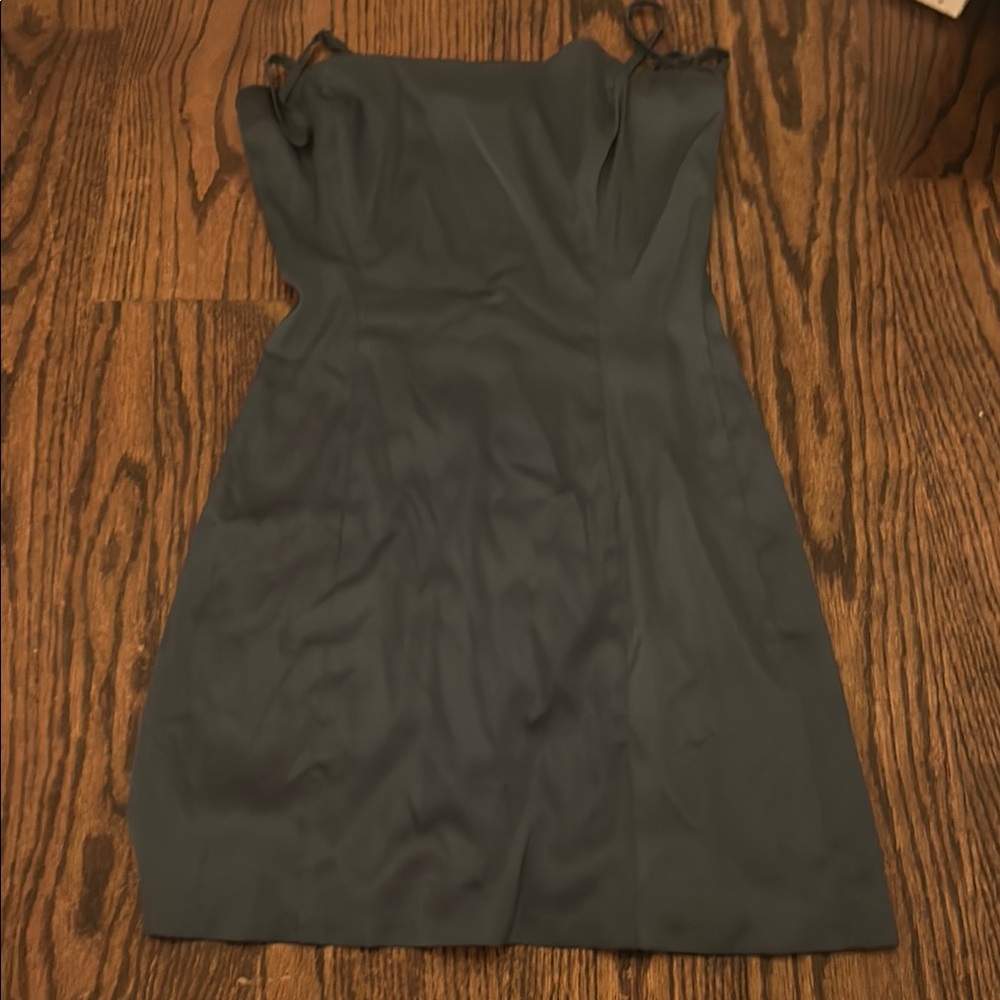 Aritzia Turquoise Shimmer Satin Mini Dress Spaghetti Strap